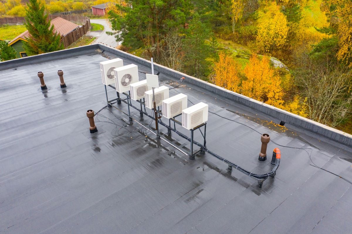 black commercial roofing autumn
