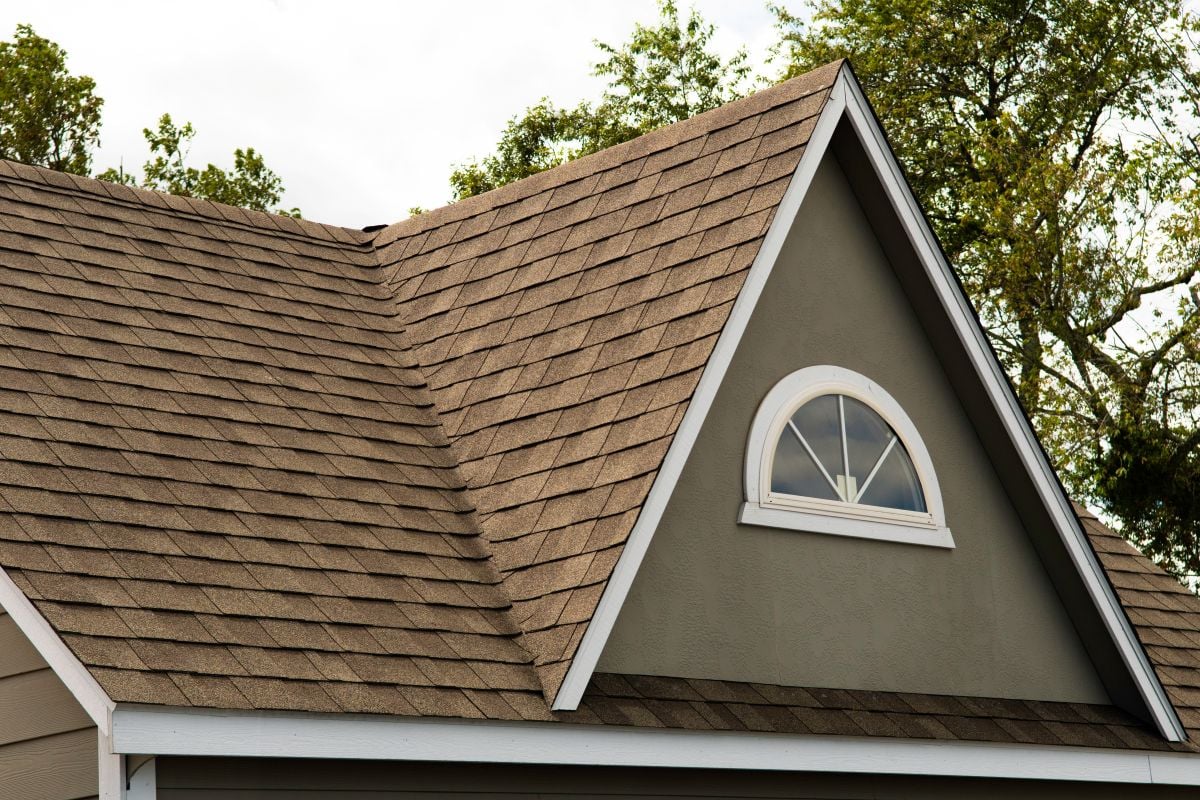 light brown shingles roof house