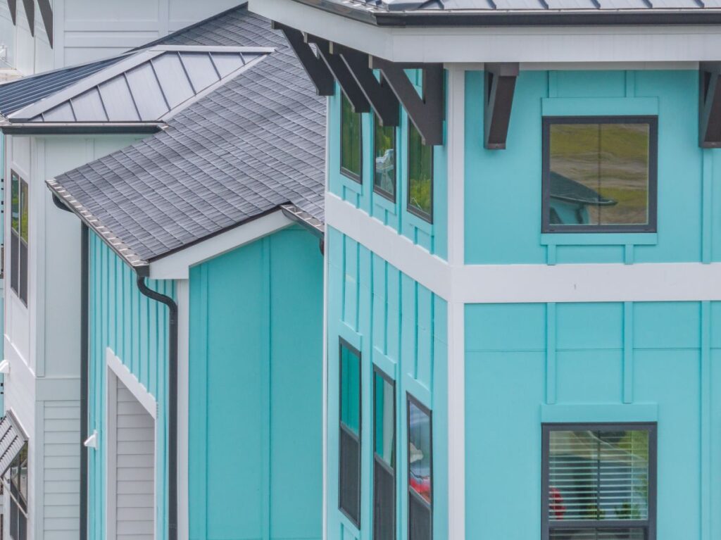 multi family roofing shingles roof blue building