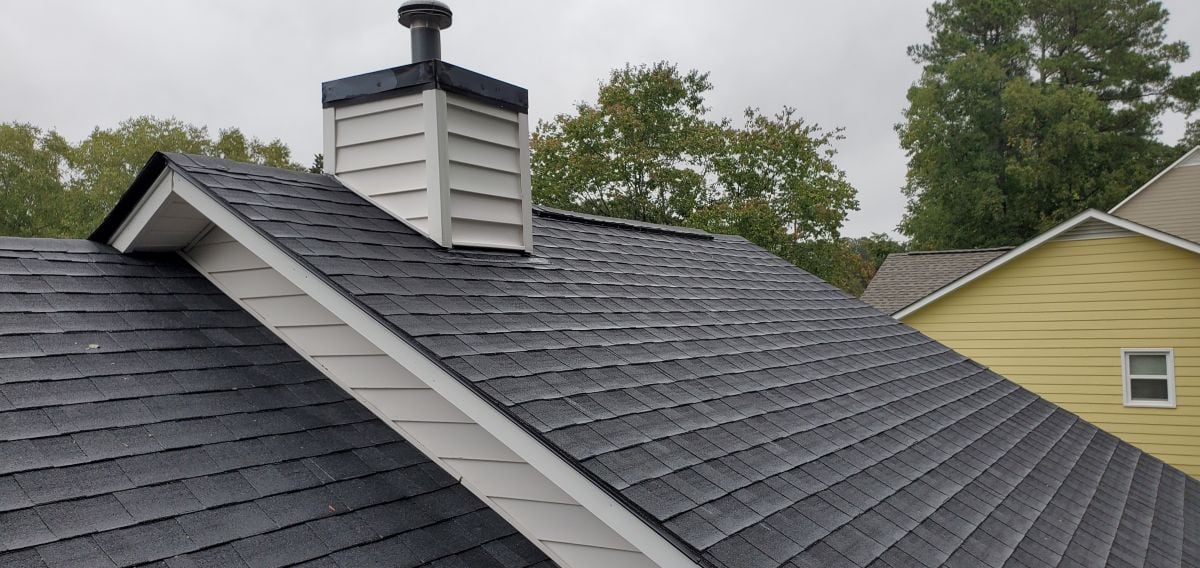 new roof white house chimney